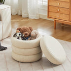 Flouki 19.5" Storage Ottoman Round, Vanity Stools - Image 5