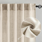MIULEE Beige Linen Curtains 52x54 Inch Length - Image 2