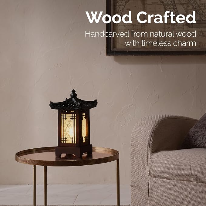 Traditional Korean Wood Lamp | Handmade Asian Oriental Table Lantern | Bedside - Image 2