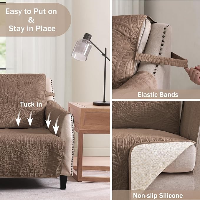Quilted Grand Sofa Covers for 4 Cushion Couch, Couch Cover for Grand Sofa - Image 4