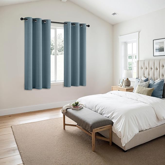 MIULEE Blackout Curtains for Bedroom 2 Panel 40 x 54 Inch Long Greyish Blue | - Image 6