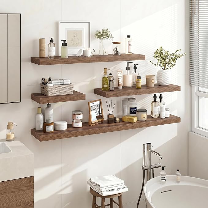 Acovy 24 Inch Floating Shelves, Wooden Shelves - Image 2