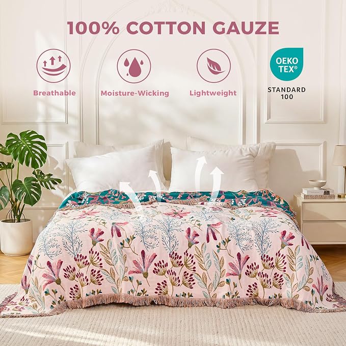 LUTBM Boho Throw Blanket for Couch Sofa Chair Cotton Summer Blankets for - Image 2