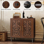 ARTPOWER Accent Cabinet with 2 Doors, Vintage Hollow Carving Buffet Cabinet - Image 5