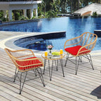 Tangkula 3 Pieces Patio Bistro Set, Rattan Conversation Set - Image 3