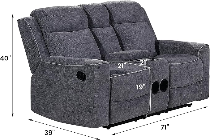 Betsy Furniture Soft Microfiber Manual Reclining Loveseat - Image 2