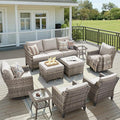 9 Piece Patio Furniture Set-All Weather Outdoor Conversation Sets Sectional Sofa by AMCLOBA