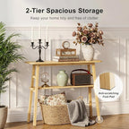 39.4" Solid Bamboo Entryway Console Table, Sofa Table Behind Couch, Narrow - Image 5
