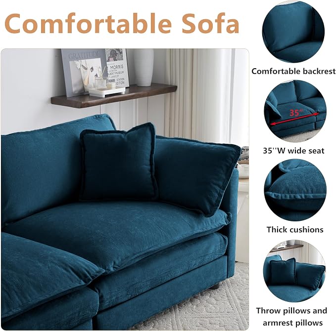 mikibama Luxury 3 Piece Sofa Set, 2 Pieces of Single Sofa and 1 Piece of 3 - Image 3