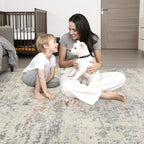 Area Rug Living Room: 4x4 Modern Washable Indoor Soft Carpet Taupe | - Image 2