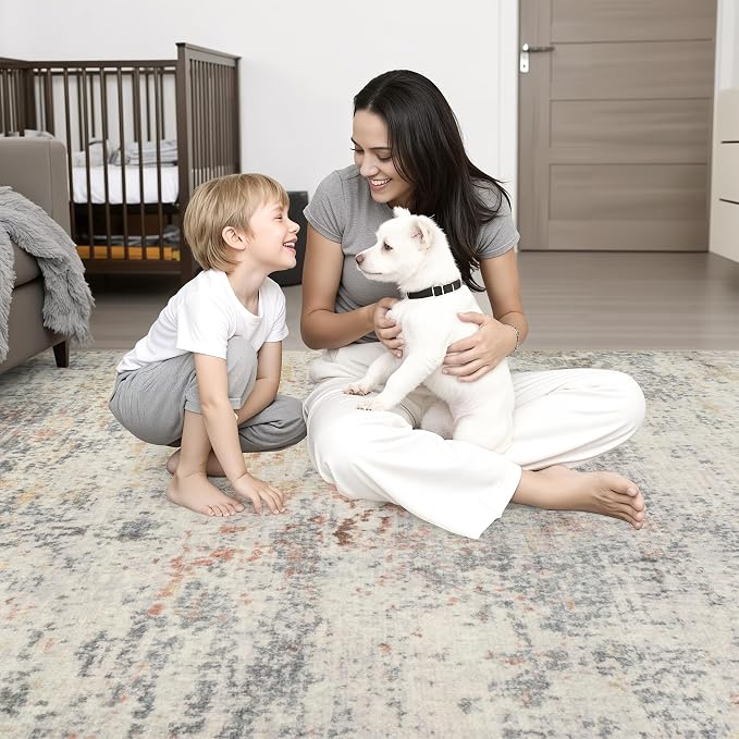 Area Rug Living Room: 3x5 Modern Washable Indoor Soft Carpet Taupe | - Image 6