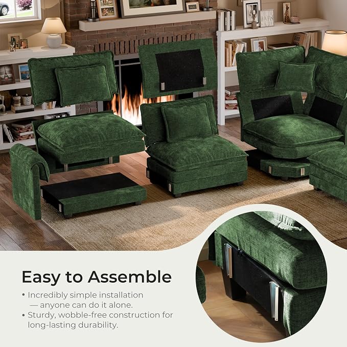 ELUCHANG 116" U Shaped Modular Sectional Cloud Couch - Image 9