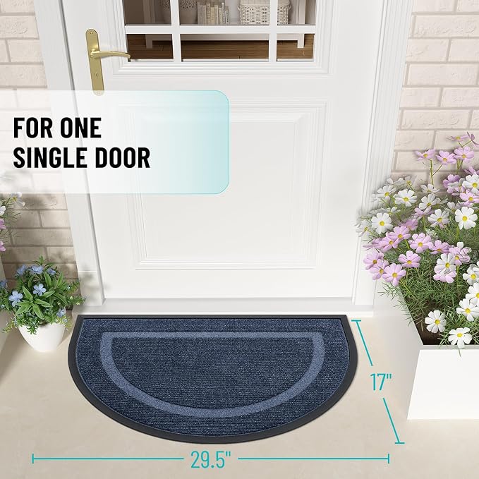 OLANLY Half Circle Front Door Mat Outside 29.5x17 All-Season Rubber Doormat | - Image 2