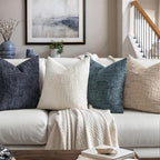 MIULEE Chenille Textured Throw Pillow Covers Blue 20x20 Set of 2 | Slubby - Image 4