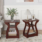 FROMJBEST End Tables Living Room Set of 2, Cherry End Table - Image 4