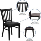 Flash Furniture HERCULES Series Black Vertical Back Metal Restaurant Chair - Image 4