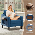 Accent Chair for Living Room Modern Linen Upholstered Armchair Side Wooden - Image 3
