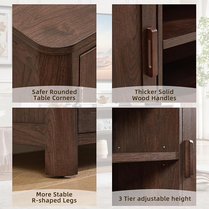 Joaxswe Farmhouse 55" Entertainment Center, Walnut Tv Stand - Image 6
