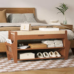 oakvivo 34.3in Shoe Bench, Bamboo 3-Tier Entryway Bench - Image 7