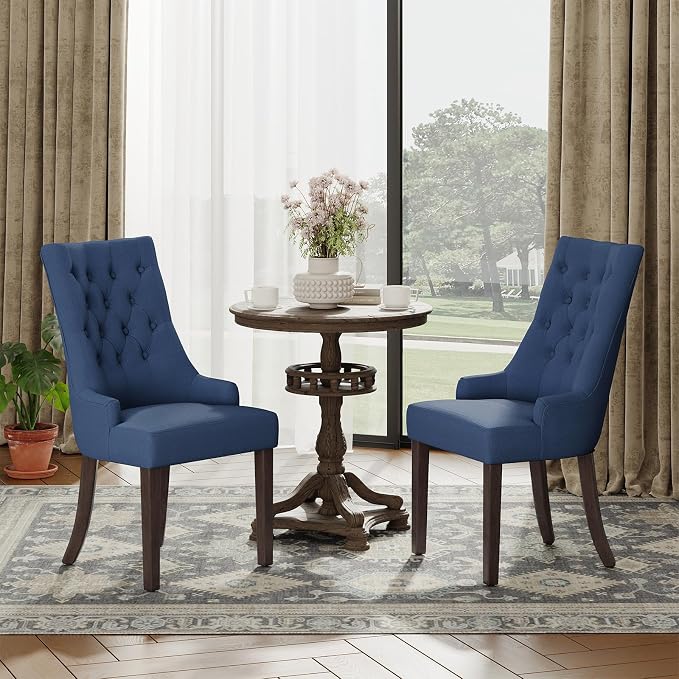 COLAMY Fabric Side Dining Chairs Set of 2, Wingback Upholstered Dining Room - Image 3