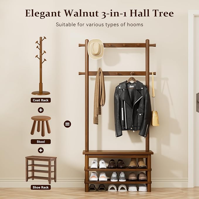Hall Tree, 3-in-1 Entryway Bench - Image 4
