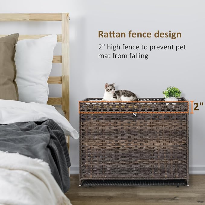 Cat Litter Box Enclosure with Soft Litter Mat; Hidden Cat Washroom Furniture - Image 3