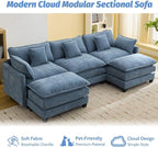 111'' Sectional Cloud Deep Seat Couch, Oversized Chenille U Shaped Sectional - Image 7