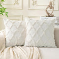 Set of 2 Soft Moroccan Throw Pillow Covers 24x24 Inch Plush Boho Decorative by Cozoomy