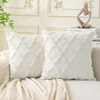 Set of 2 Soft Moroccan Throw Pillow Covers 24x24 Inch Plush Boho Decorative by Cozoomy