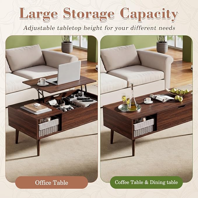 OLIXIS Wood Lift Top Coffee Table - Image 7