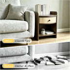Wooden Nightstand with Drawer and Open Storage Shelf, Curved Front Bedside Table - Image 6