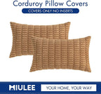MIULEE Lumbar Corduroy Decorative Throw Pillow Covers 12x20 Brown Pack of 2 | - Image 6