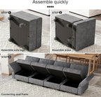 Belffin Fabric Modular Sectional Sofa Storage Ottoman Module Couch Side - Image 6