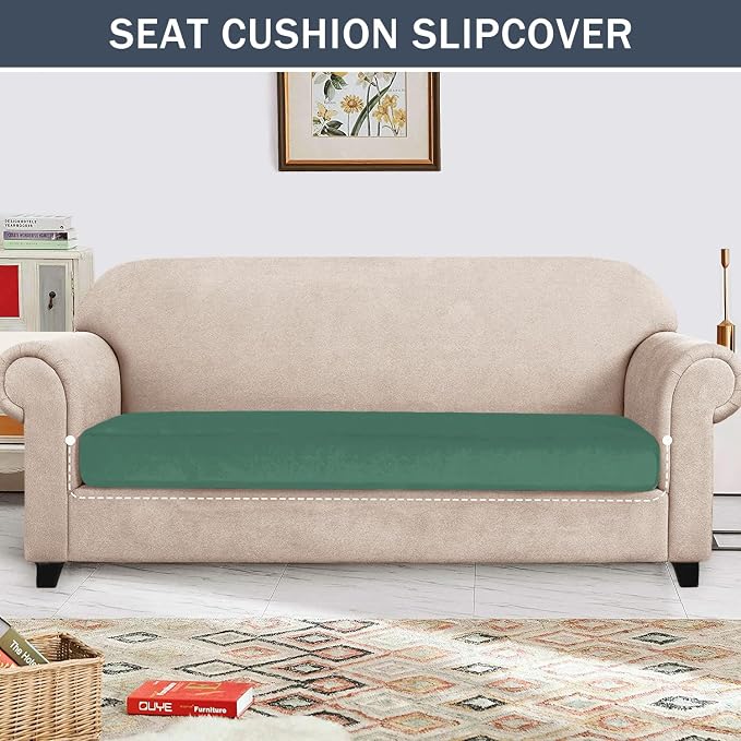 CONRUSER Stretch Cushion Cover, Soft Velvet Plush Cushion Slipcovers Loveseat - Image 2