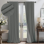 Dark Grey Curtains 108 Inches Long 2 Panels Set by Pitalk