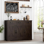HOSTACK Modern Farmhouse Buffet Sideboard Cabinet, Barn Doors Storage Cabinet - Image 4
