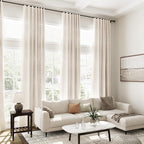 Extra Long Tan Beige Curtains 132 inch Length 2 Panels Set Back Tab Neutral - Image 7