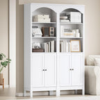 Bookshelf with Doors, Floor Standing Display Storage Cabinet - Image 3