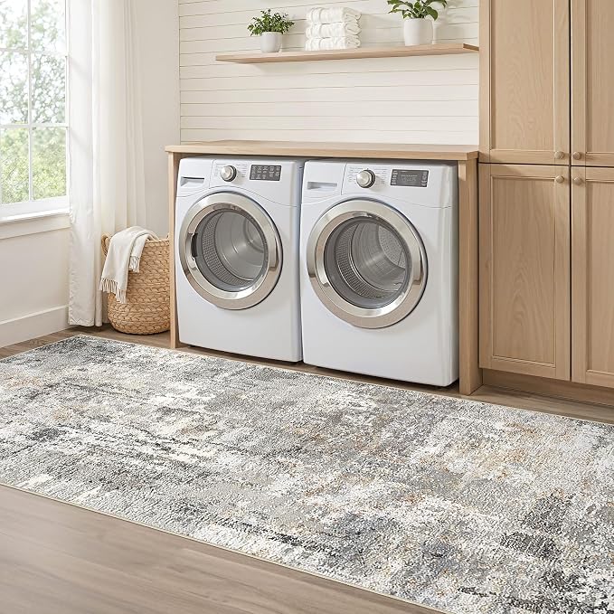 LOONGRUG Runner Rug 2x6 Washable Non-Slip Kitchen Neutral Modern Rug | Abstract - Image 7