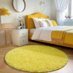 Amdrebio Yellow Shag Fuzzy Large Round Area Rug 6Ft - Image 3