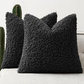 Faux Fur Throw Pillow Covers 20x20 Inch Set of 2 Boucle Neutral Decorative by Woaboy