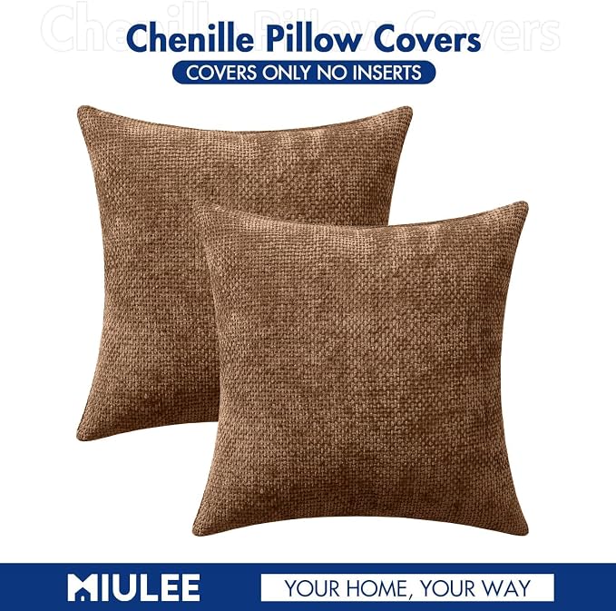 MIULEE Decorative Couch Throw Pillow Covers 18x18 in Golden Brown 2 Pack | - Image 7