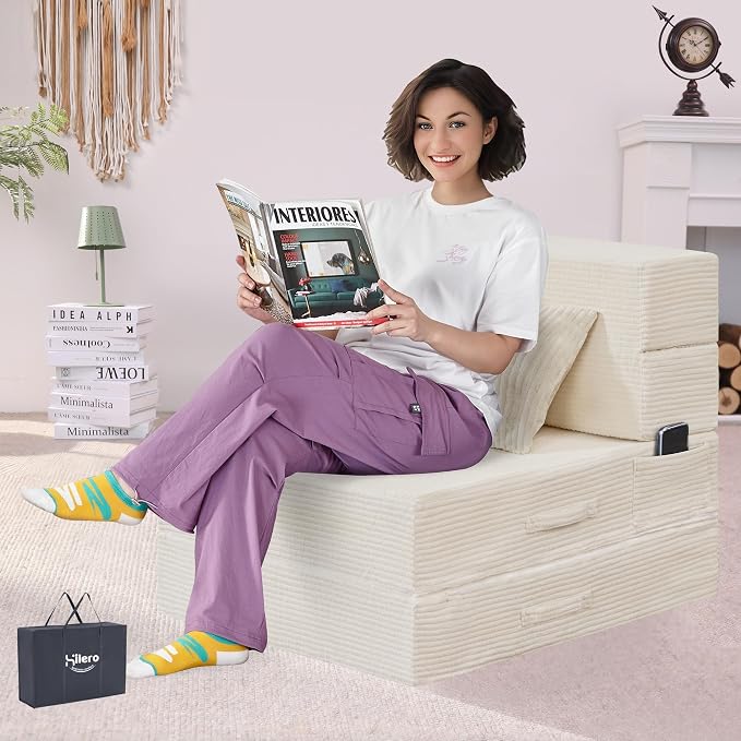 Folding Sofa Bed, 4 in 1 Convertible Sleeper Chair by HILEROSinkintoComfort