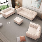 AVZEAR 3 seat Sofa, Velvet Living Room Large Modern Chesterfield Fabric Modern - Image 3