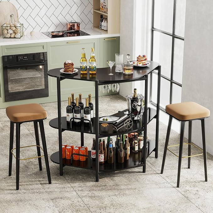 Giantex 3-Tier Bar Table, Corner Bar Cabinet, Liquor Home Bar Unit - Image 2