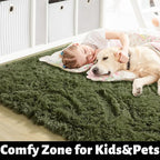 Amdrebio Olive Green Shag Plush Area Rug 4x6 - Image 2