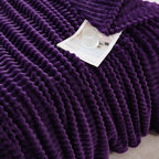 Deep Purple Throw Blanket for Couch Sofa 50x70 inches Striped Design | Fleece - Image 5