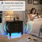 25.6'' Wide Bedside Table with 3 Drawers & Pull-out Tray, Smart Night Stand - Image 4