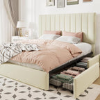 Allewie Queen Size Storage Bed Frame, Vertical Channel Tufted Adjustable by Allewie