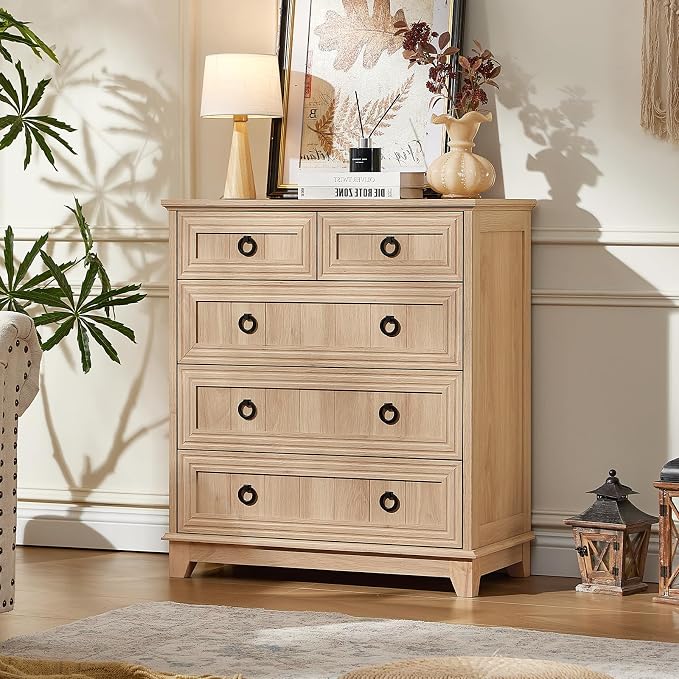 Joaxswe Farmhouse 5 Drawer Dresser - Image 11